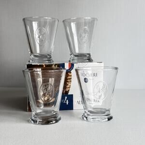 Set of 4 La Rochère Alpin Deer Tumbler Glasses-Clear-9.02 oz-Made In France. New